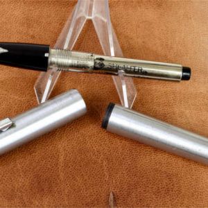 vintage-sheaffer-imperial-444-chrome-barrel-fountain-pen-inlaid-steel-Fine-nib-USA