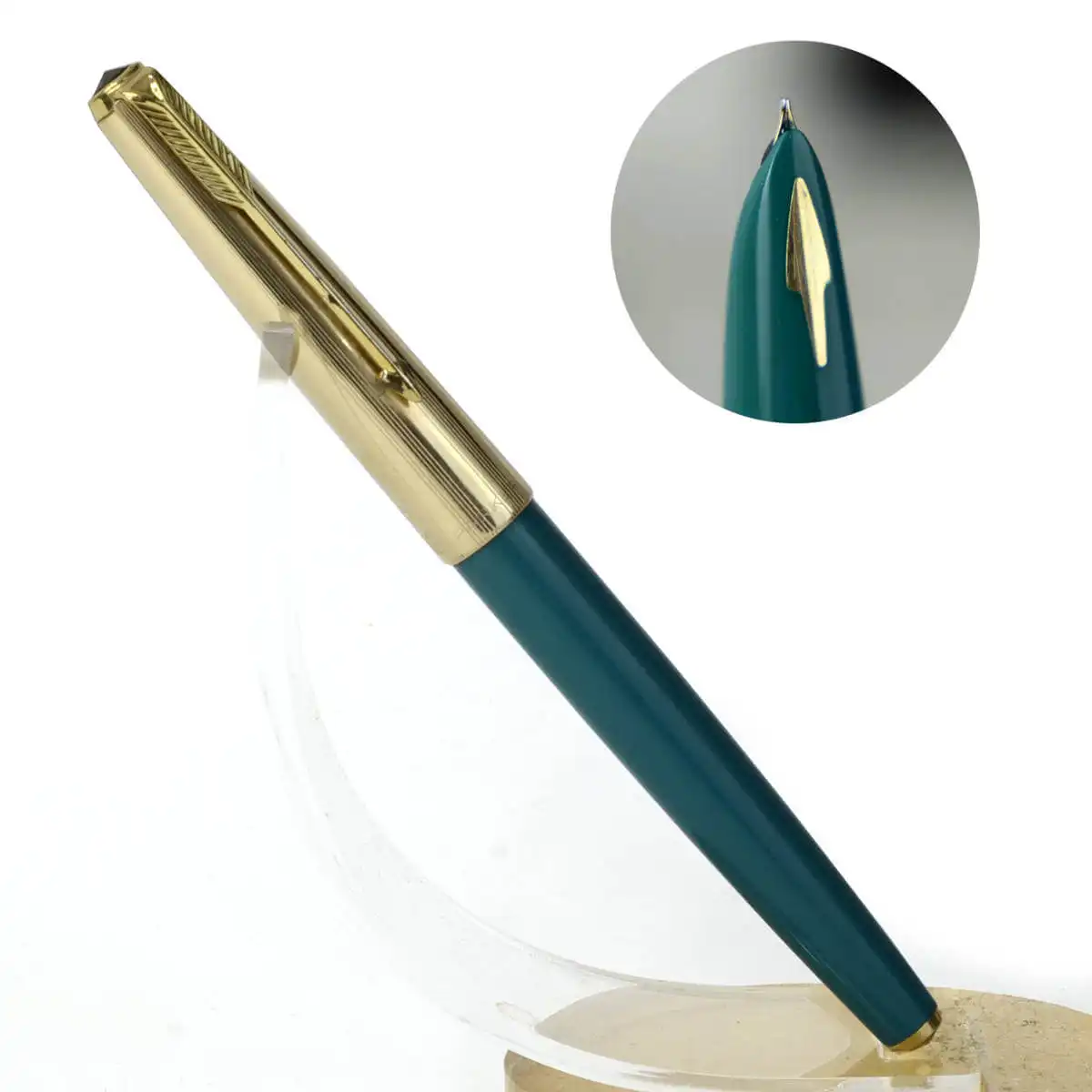 PARKER 61 ヴィンテージ 万年筆　USA アンティーク Buy parker 61 teal green barrel and gold filled cap fountain pen