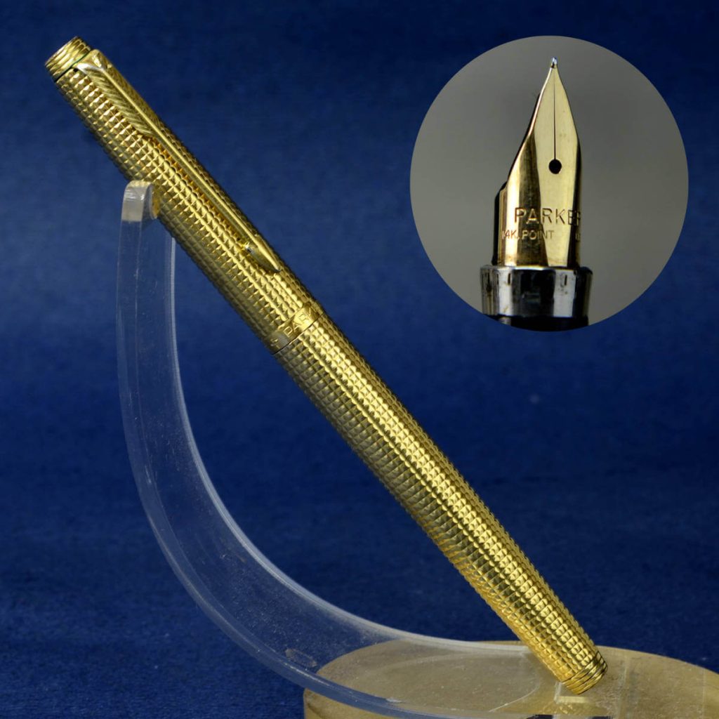 Buy parker 75 tiffany grid gold plated fountain pen 14K gold XF nib