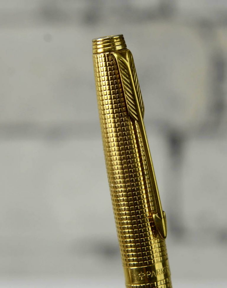 Buy parker 75 tiffany grid gold plated fountain pen 14K gold XF nib