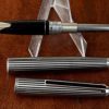 Vintage Pilot Custom silver striped fountain pen - 18K white gold M nib - Mint - Image 2