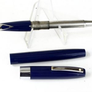 vintage-sheaffer-quasi-330-navy-blue-fountain-pen-inlaid-steel-Fine-nib-USA