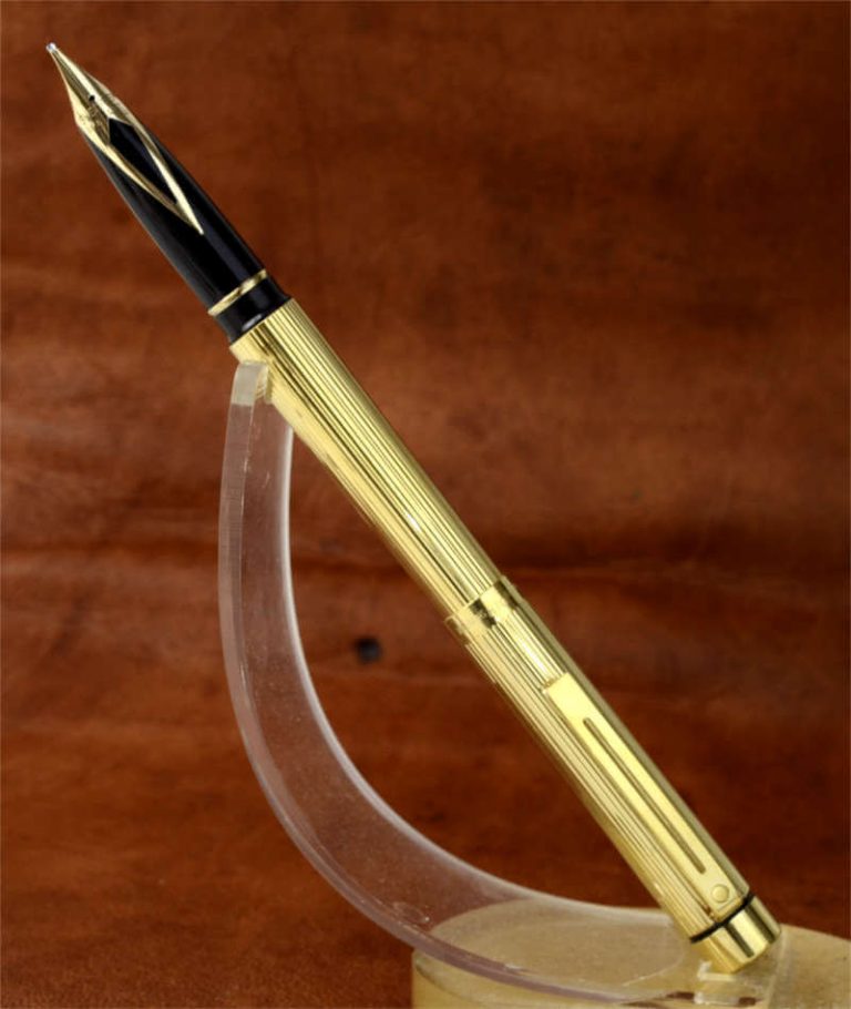 buy sheaffer targa 1005 gold barrel fountain pen with 14Karat gold B nib
