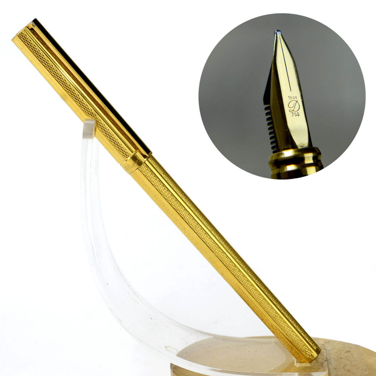 Buy ST dupont classique gold barrel fountain pen with 18K 750 gold M nib