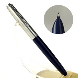 Vintage parker 21 navy blue fountain pen with steel fine nib – used