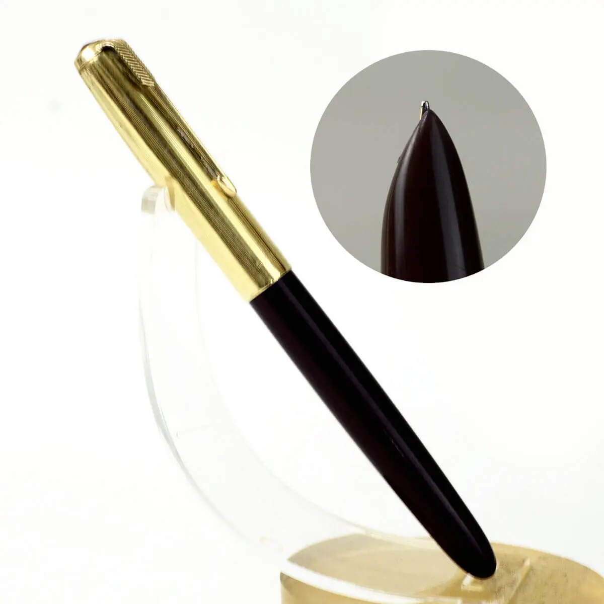 Buy Vintage parker 51 coffee brown barrel fountain pen 14K gold F nib