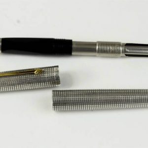 vintage-parker-75-sterling-silver-fountain-pen-14K-solid-gold-Broad-nib-USA