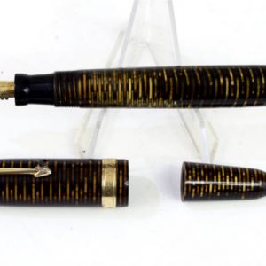 vintage-parker-vacumatic-filler-tortoise-shell-fountain-pen-14K-solid-gold-Fine-nib-Canada