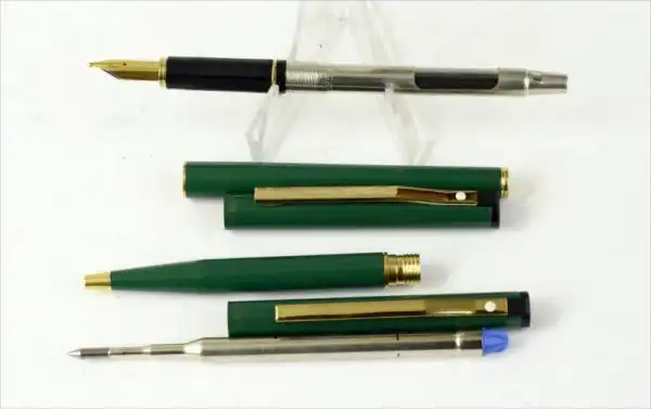 Vintage sheaffer TRZ 60 slim fountain and ballpoint pen  23K gold plated B nib  - mint - Image 2