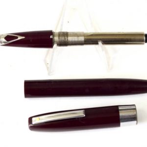 vintage-sheaffer-imperial-330-burgundy-fountain-pen-inlaid-steel-Fine-nib-USA