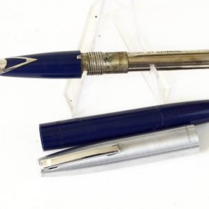 vintage-sheaffer-imperial-440-navy-fountain-pen-inlaid-steel-Fine-nib-USA