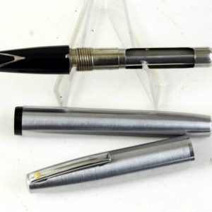 vintage-sheaffer-imperial-444-chrome-barrel-fountain-pen-inlaid-steel-Medium-nib-USA