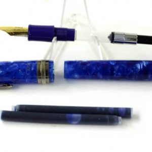 click-blue-marbled-acrylic-fountain-pen-gold-plated-F-Flex-nib-India