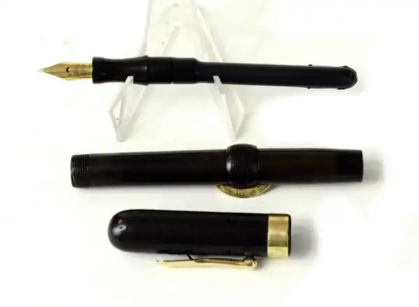 Vintage conklin crescent filler ebonite fountain pen - flex fine nib  - clean - Image 2