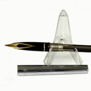 vintage-sheaffer-1001XG-bright-chrome-barrel-fountain-pen-14K-solid-gold-Double-broad-nib-USA