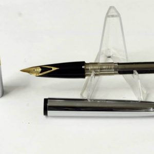 vintage-sheaffer-imperial-506XG-bright-chrome-fountain-pen-14K-solid-gold-Fine-nib-USA