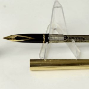 vintage-sheaffer-targa-1005-gold-plated-fountain-pen-14K-solid-gold-Fine-nib-USA