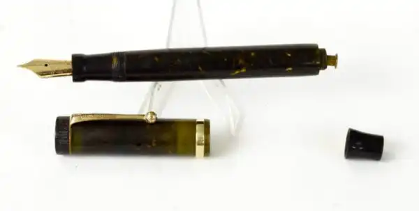 Antique parker duofold lucky curve fountain pen with 14 Karat gold B nib - clean - Image 2