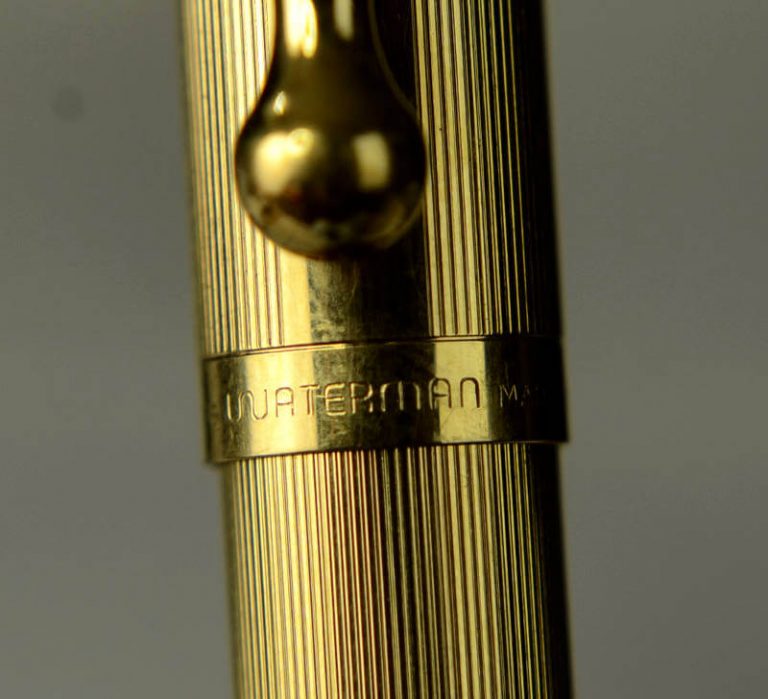 Stylo Plume Waterman Goutte - Plume En Or 18 Carats - Finition Godrons - Rare - Occasion