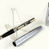 Vintage waterman silver moire fountain pen - 18K solid gold B nib - mint - Image 2