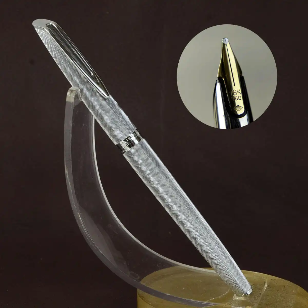 【破損】WATERMAN C/F モアレ クロームプレート シルバー 18K 破損】WATERMAN C/F モアレ クロームプレート シルバー 18K 詳細