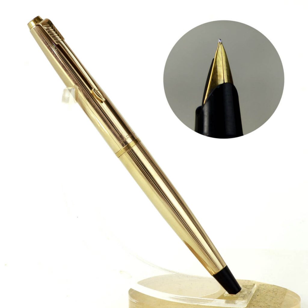 Parker 45 insignia 12K gold rolled barrel fountain pen with 14K gold nib