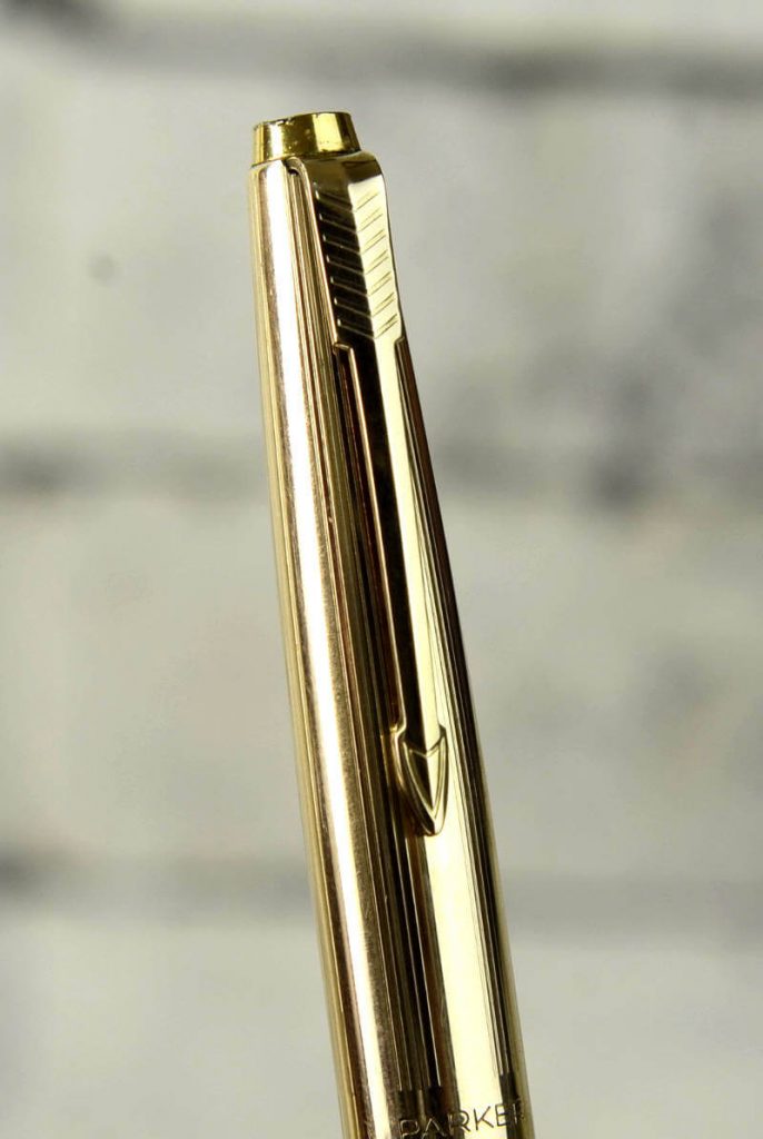 Parker 45 insignia 12K gold rolled barrel fountain pen with 14K gold nib