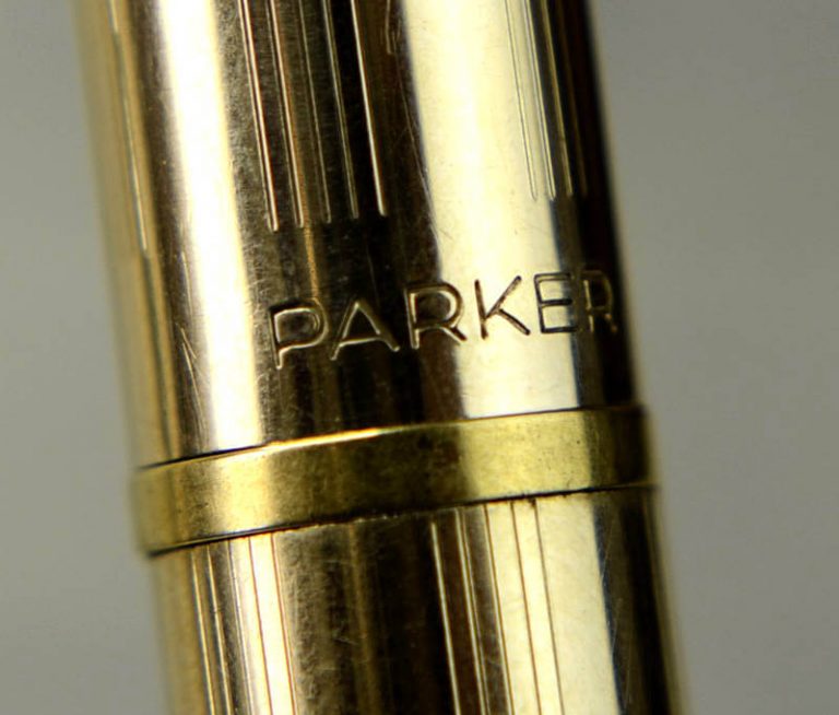 Parker 45 insignia 12K gold rolled barrel fountain pen with 14K gold nib