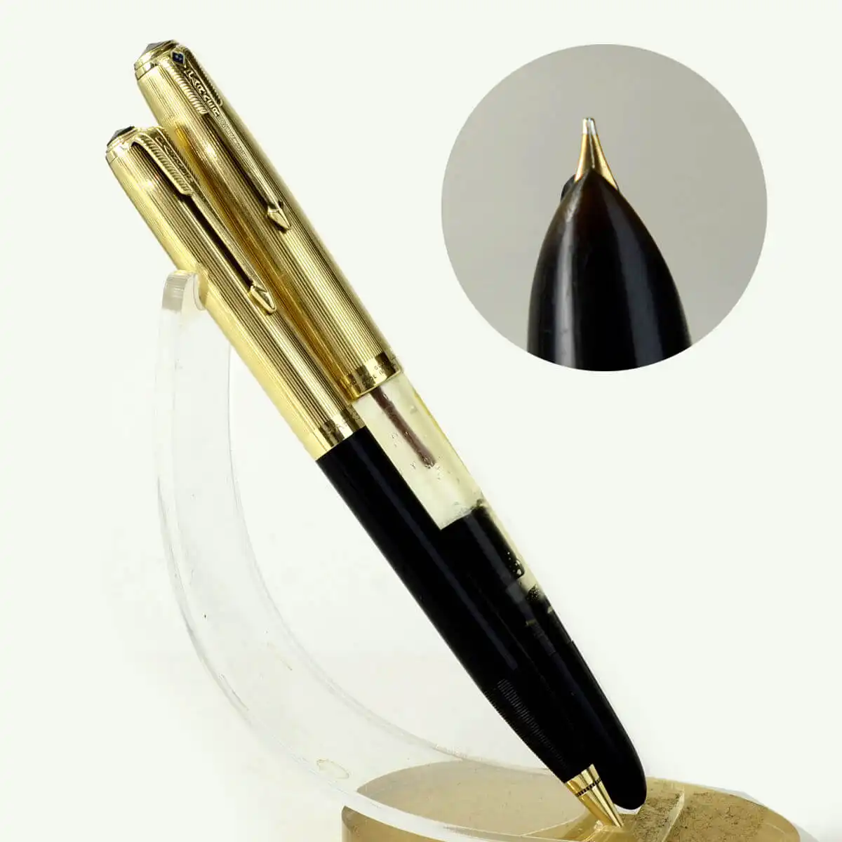 Buy parker 51 custom demonstrator fountain pen set with 14K gold F nib