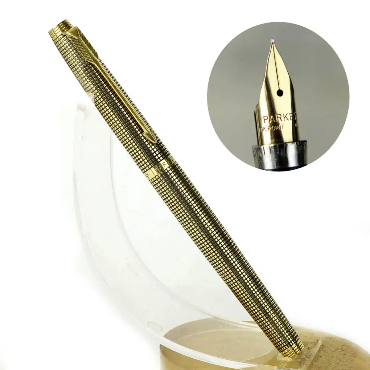 Vintage parker 75 vermeil gold filled sterling fountain pen 14K