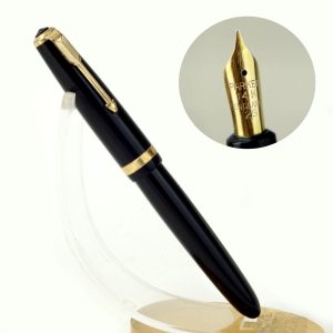 Vintage parker duofold english black fountain pen - 14 Karat gold M nib - Clean