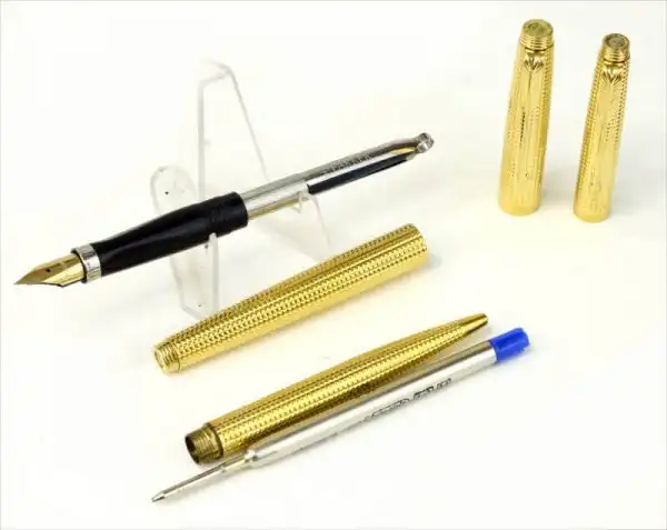 Parker 75 vendome diamante gold filled fountain pen and ballpoint set with 14K F nib - NOS - Image 2