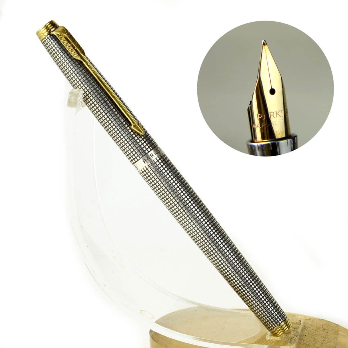 Vintage parker 75 sterling silver fountain pen with 14K gold fine nib