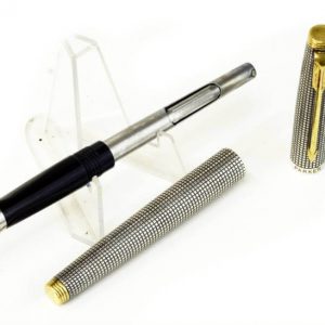 vintage-parker-75-sterling-silver-fountain-pen-14K-solid-gold-Fine-nib-USA