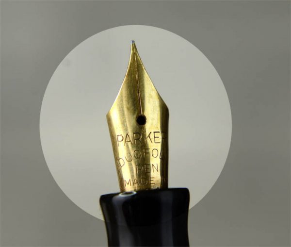 Buy parker duofold button filler fountain pen 14K sold gold F nib online