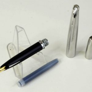 vintage-platinum-300-brushed-chrome-pocket-fountain-pen-18K-solid-gold-Fine-nib-Japan