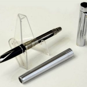 vintage-sheaffer-targa-1000-mirror-chrome-fountain-pen-inlaid-steel-Medium-nib-australia