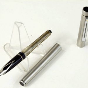 vintage-sheaffer-targa-1001-fountain-pen-inlaid-steel-Medium-nib-USA