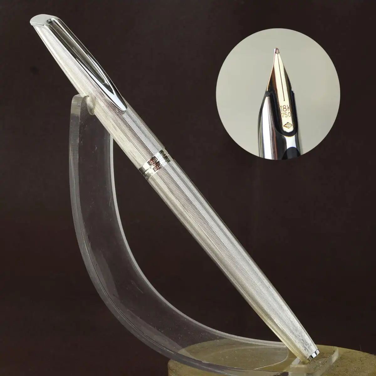 Buy online waterman silver moire fountain pen with18K gold medium nib