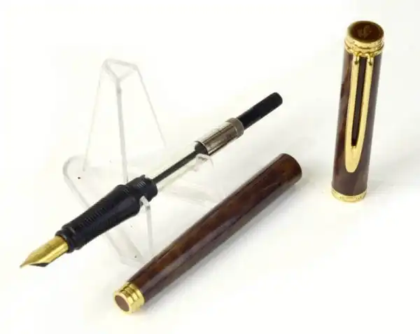 waterman gentleman lacquered fountain pen with 18K 750 solid gold M nib - clean - Image 2