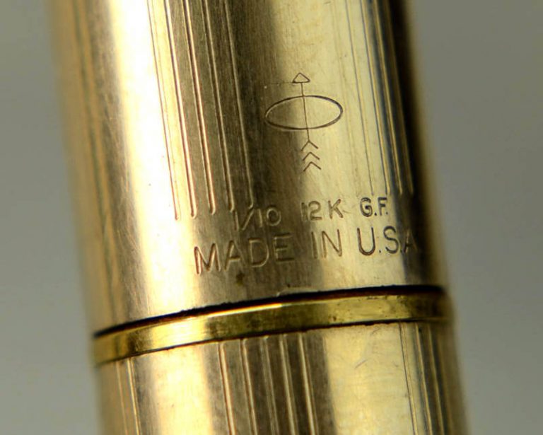 Parker 45 insignia gold filled barrel fountain pen with 14K gold medium nib