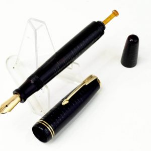 vintage-parker-vacumatic-green-striped-fountain-pen-14K-solid-gold-Fine-nib-canada