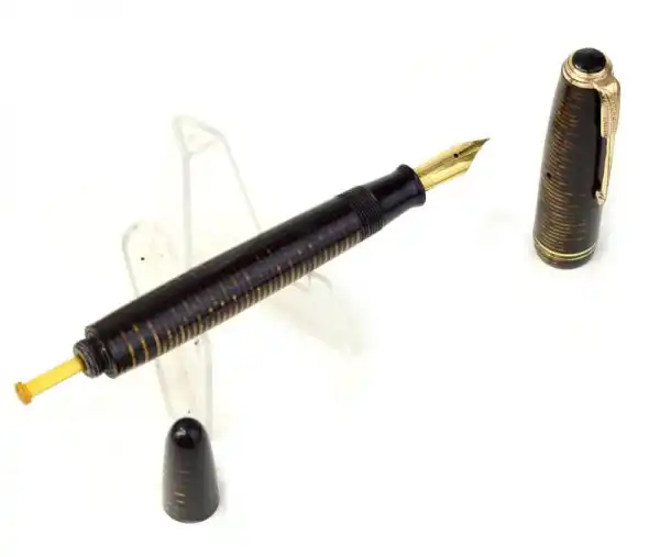 Vintage Parker vacumatic major tiger eye fountain pen 14K solid Gold F nib  -  Clean - Image 2