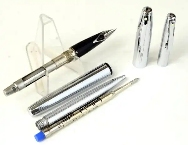 Vintage Sheaffer Imperial 506 chrome fountain pen and ballpoint pen set F nib - mint - Image 2