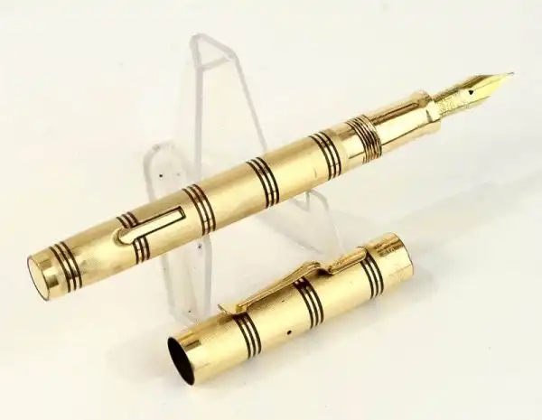 Vintage wahl eversharp ring colonial gold filled lever filler fountain pen - 14K solid gold flex M nib - Super rare - Image 2