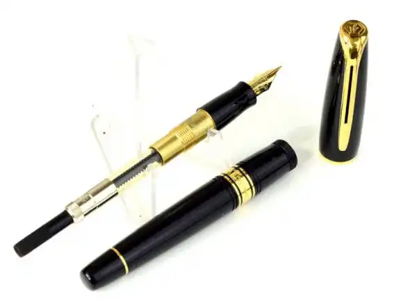 waterman charleston ebony black fountain pen with 18K 750 solid gold M nib - Super mint - Image 2