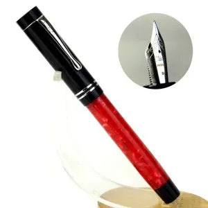 click renaissance raphael premium acrylic red marbled fountain pen with Steel Nib – New