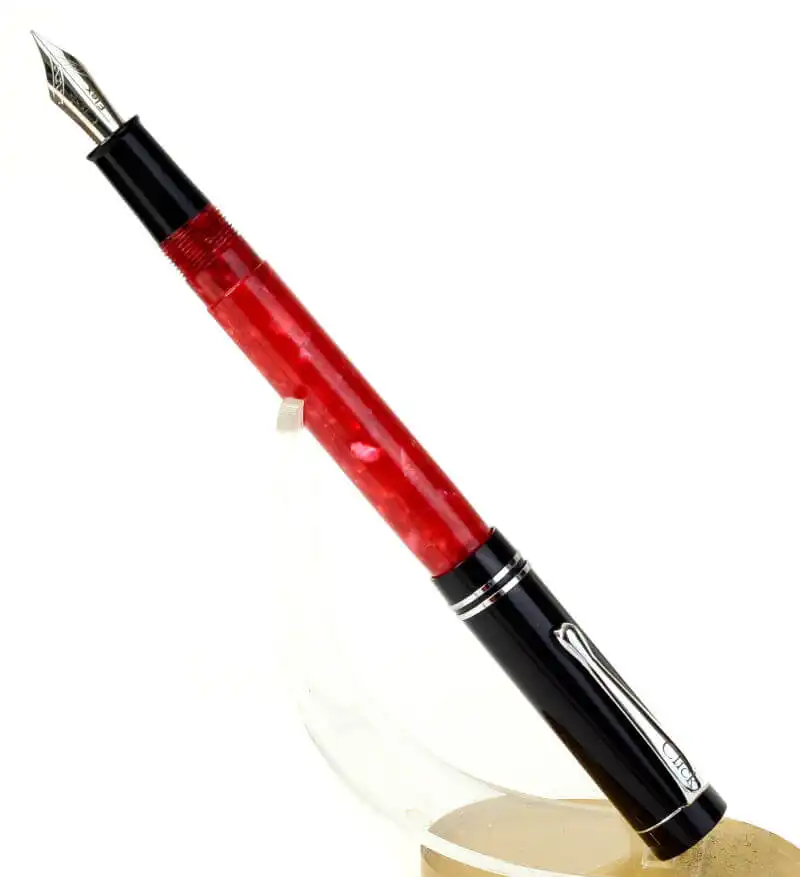 Acrylic Fountain Pen - Red and White Acrylic Fountain pen or Rollerball on sale - Black Titanium and Rhodium Hardware - 822FP/RB CNA