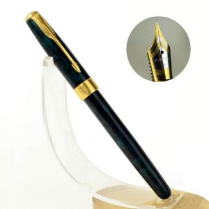parker sonnet green marbled lacquer fountain pen with 18K solid gold M nib - Super Mint