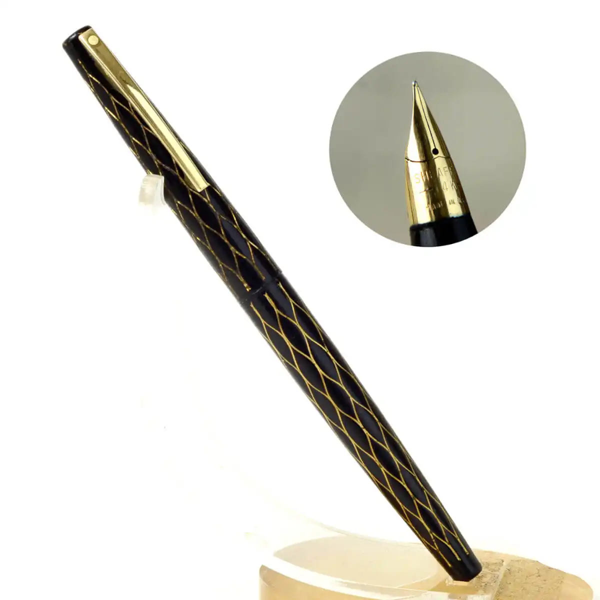 Buy lady sheaffer 642 black tulled fountain pen with 14K gold M